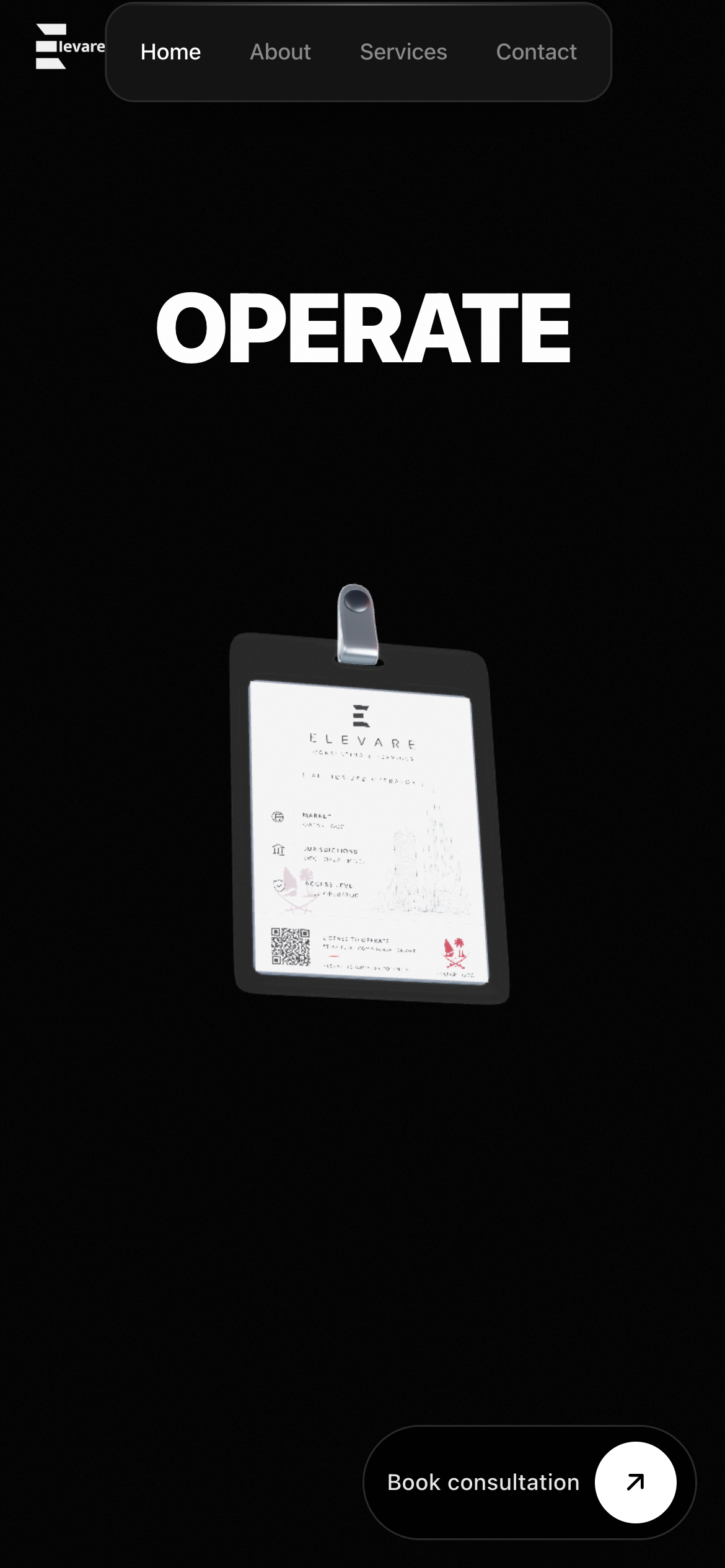Mobile hero — OPERATE headline
